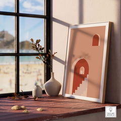 Mid Century abstract print displayed in a stylish interior, enhancing the modern decor with contemporary art.