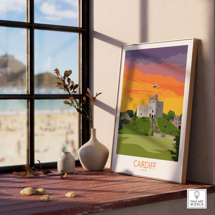 cardiff print wales travel poster