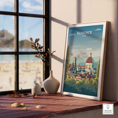 Florence wall art print showcasing iconic architecture, perfect for travel enthusiasts and minimalist decor.