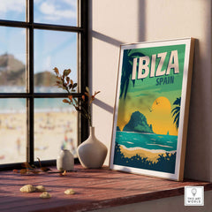Ibiza Poster Wall Art Print showcasing a vintage travel design, perfect for stylish home decor.