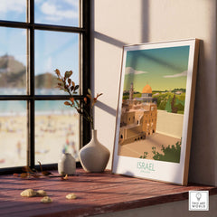 Israel wall art print showcasing minimalist travel poster style with a scenic view, perfect for home or office decor.