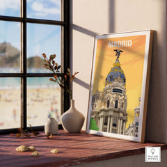 Madrid vintage print poster displayed in a stylish interior setting with natural light.
