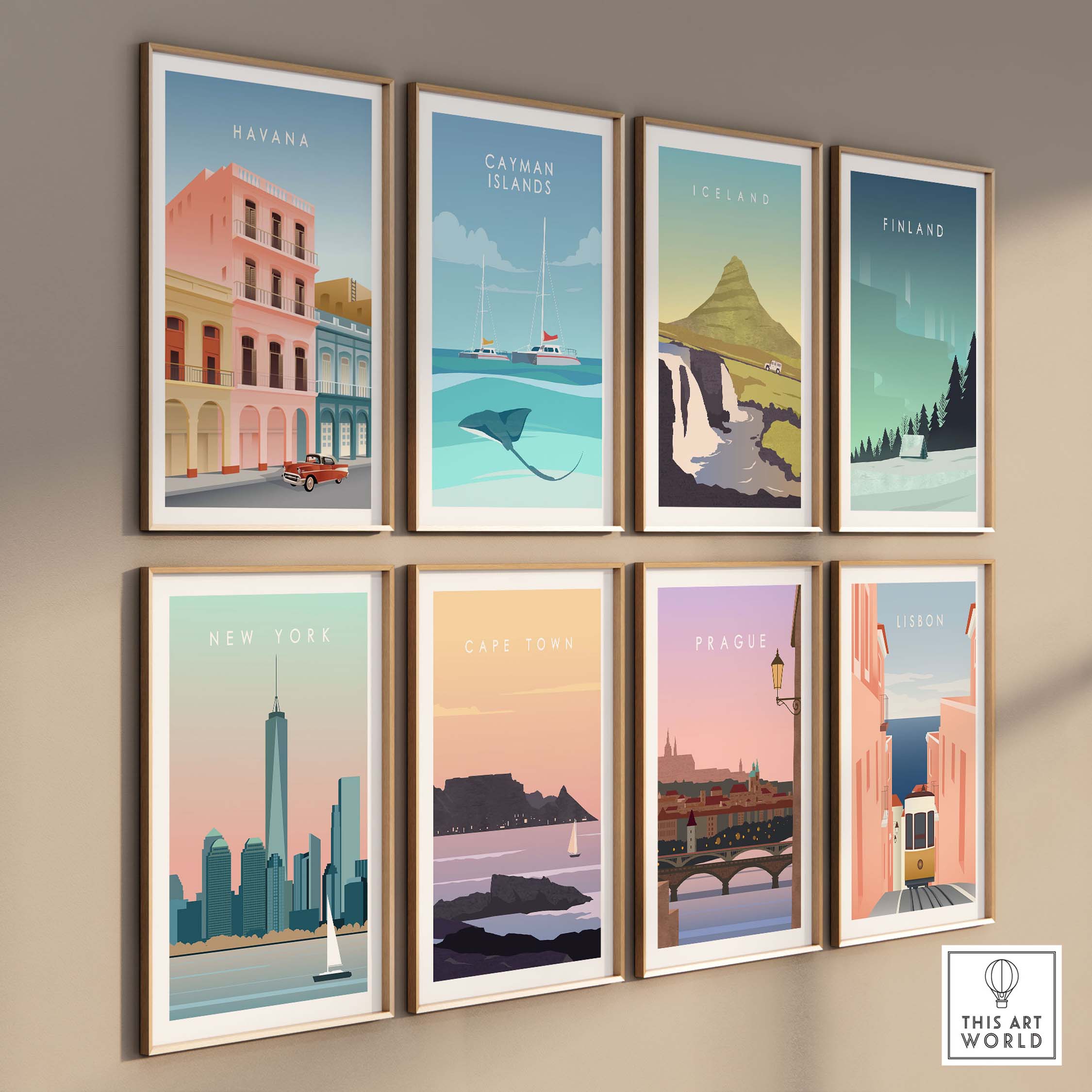 Havana Wall Art Poster collection featuring vintage travel designs from various destinations.