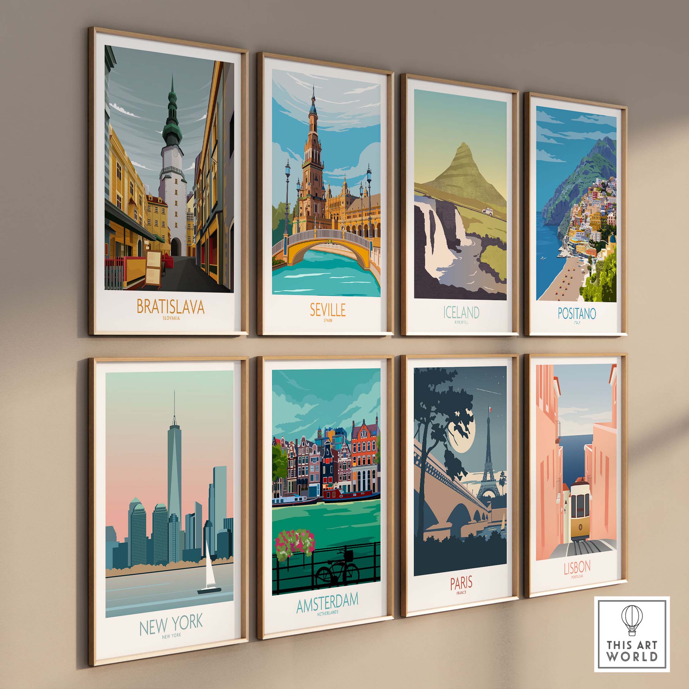 Bratislava Art Print and travel poster collection featuring iconic cities in a minimalist style.