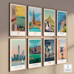 Eze Print France travel poster collection showcasing vibrant art of famous cities and landmarks.