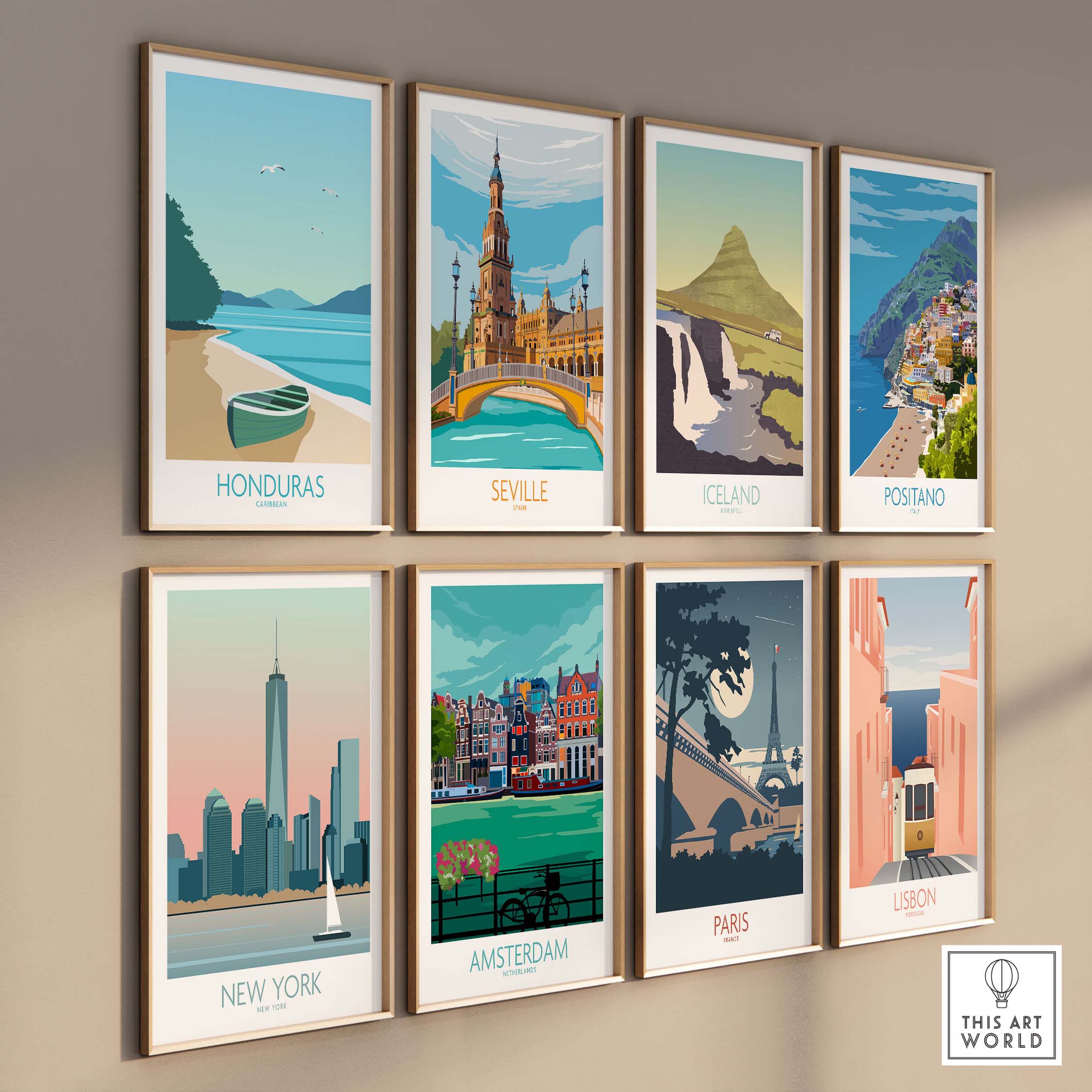 Honduras Poster Caribbean Print showcasing vintage travel art, part of a stylish collection for home decor.