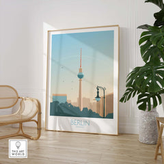 Berlin Poster Print showcasing the iconic TV Tower in pastel colors, perfect for home or office decor.