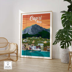 Capri Italy poster print wall art featuring scenic views and vibrant colors, perfect for home decor.