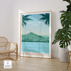 Kauai Print Wall Art Poster featuring Hanalei Bay, capturing vintage travel vibes in stylish home decor.