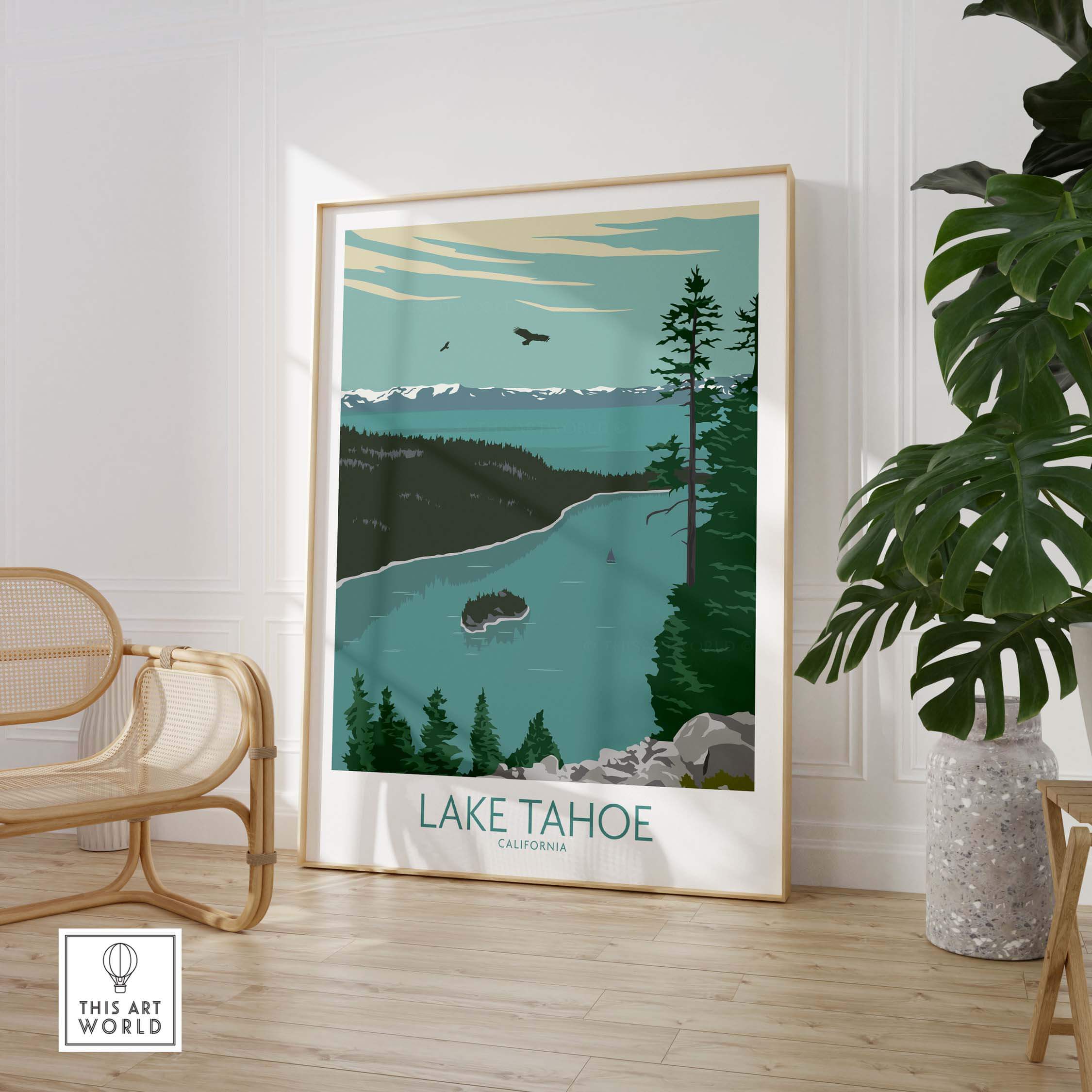 lake tahoe vintage poster print