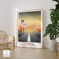 Vintage Las Vegas Wall Art Print featuring iconic sign, stylish decor for home or office, framed or unframed