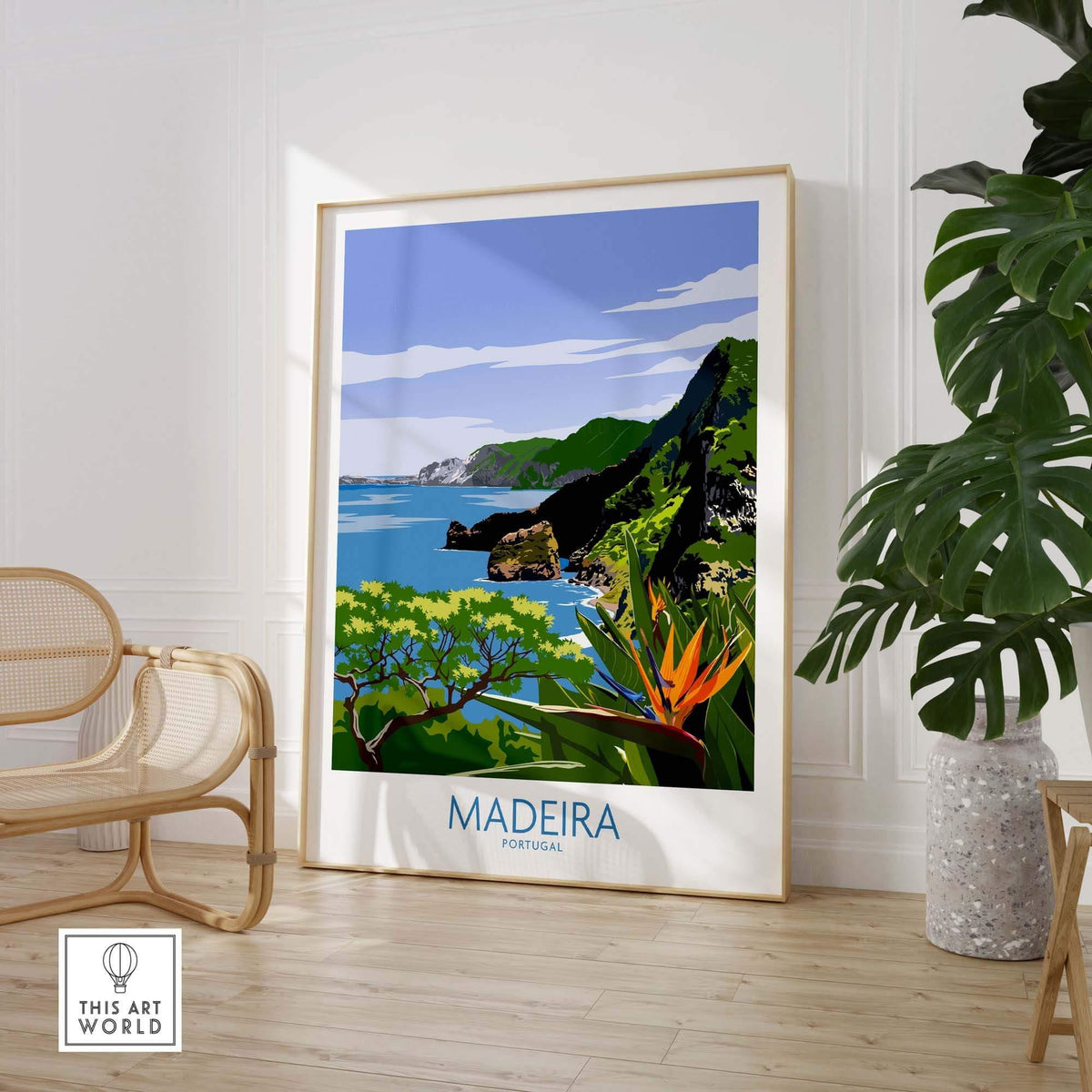 Madeira Print poster showcasing lush landscapes and vibrant colors in a minimalist style, perfect for home decor.