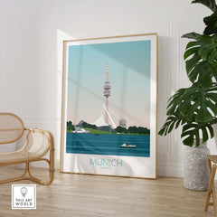 Munich poster print showcasing the iconic TV tower in a stylish frame, perfect for travel art lovers.