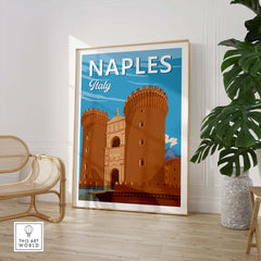 Framed Naples Italy print showcasing historic architecture and vibrant colors for stylish wall decor.