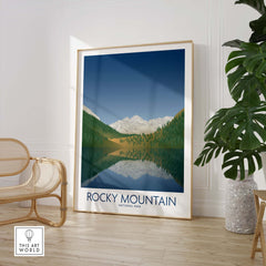 Rocky Mountain National Park Art Print featuring serene nature landscape, framed art in a stylish home setting.