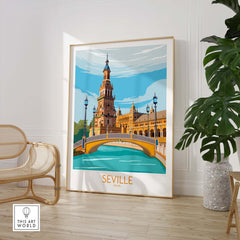 Seville Poster Travel Print showcasing iconic architecture and vibrant colors, perfect for stylish home decor.