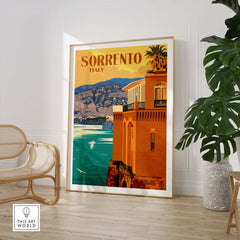 Sorrento Poster Print Wall Art showcasing vibrant Italy scenery, framed, stylish decor for travel lovers.