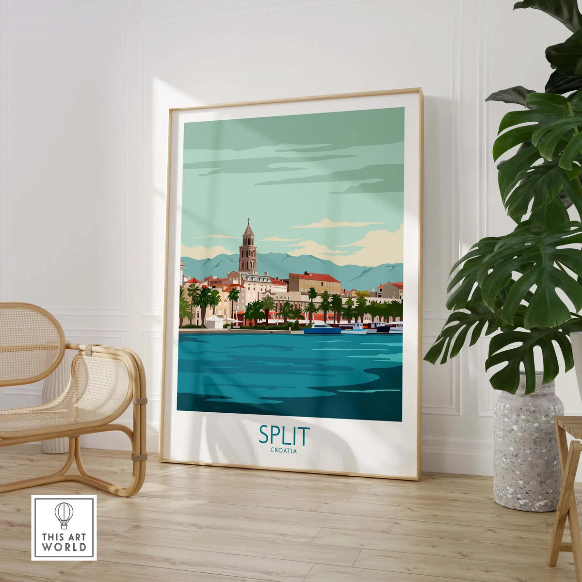 Split Croatia poster print featuring scenic views of the city by the sea, perfect for home decor inspiration.