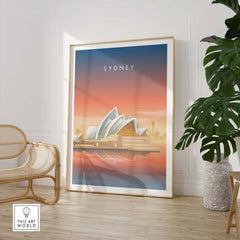 Sydney Wall Art Poster featuring the iconic Sydney Opera House in a stylish interior setting.