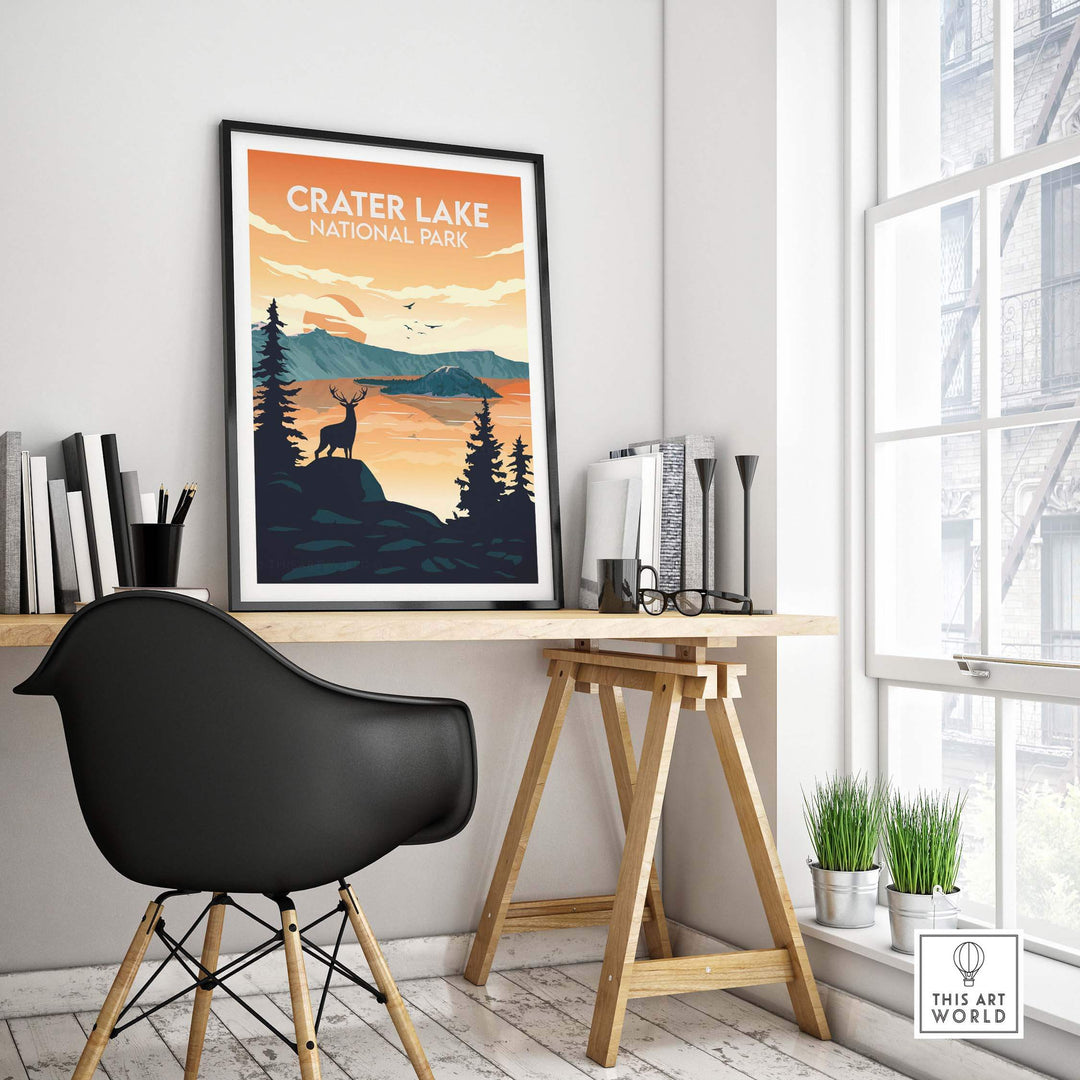 crater lake print | national park poster