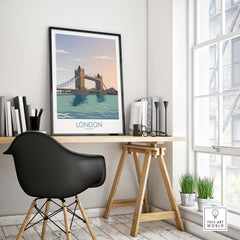 London Wall Art Print featuring Tower Bridge, perfect for home or office decor.