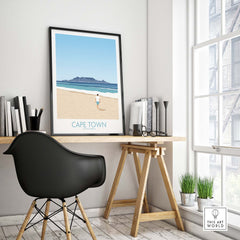 Cape Town Wall Art Print displayed in a stylish home office setting with a minimalist design.
