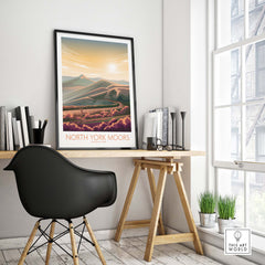 North York Moors Print in a modern minimalist setting, perfect for nature lovers and travel enthusiasts.