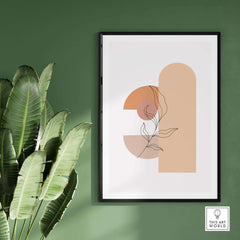 Abstract mid century print featuring line art and geometric shapes, perfect for modern home decor.