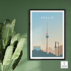 Berlin Print Wall Art Poster featuring the iconic Berlin TV Tower in stylish vintage design.