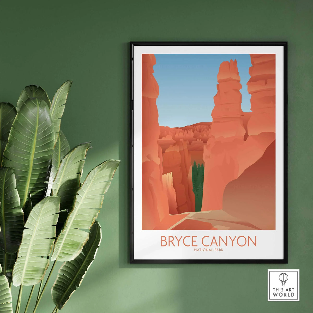 Bryce Canyon National Park art print in minimalist style, perfect for home or office decor.