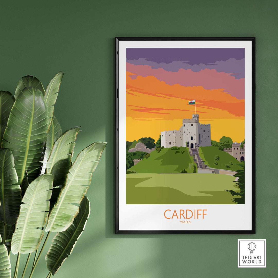 cardiff print wales travel poster