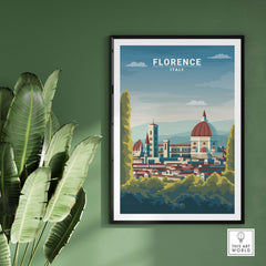Florence Wall Art Print showcasing Italy's skyline in a vintage minimalist style, perfect for home decor.