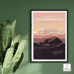 Kilimanjaro Print Wall Art Poster featuring vibrant mountain design, perfect for home or office decor.