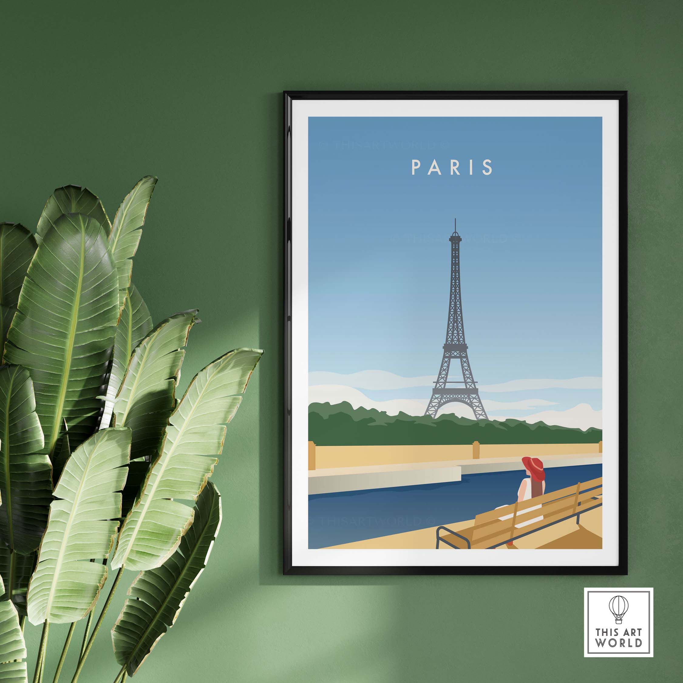 Paris Wall Art Poster featuring the Eiffel Tower, perfect for travel lovers and stylish home decor.