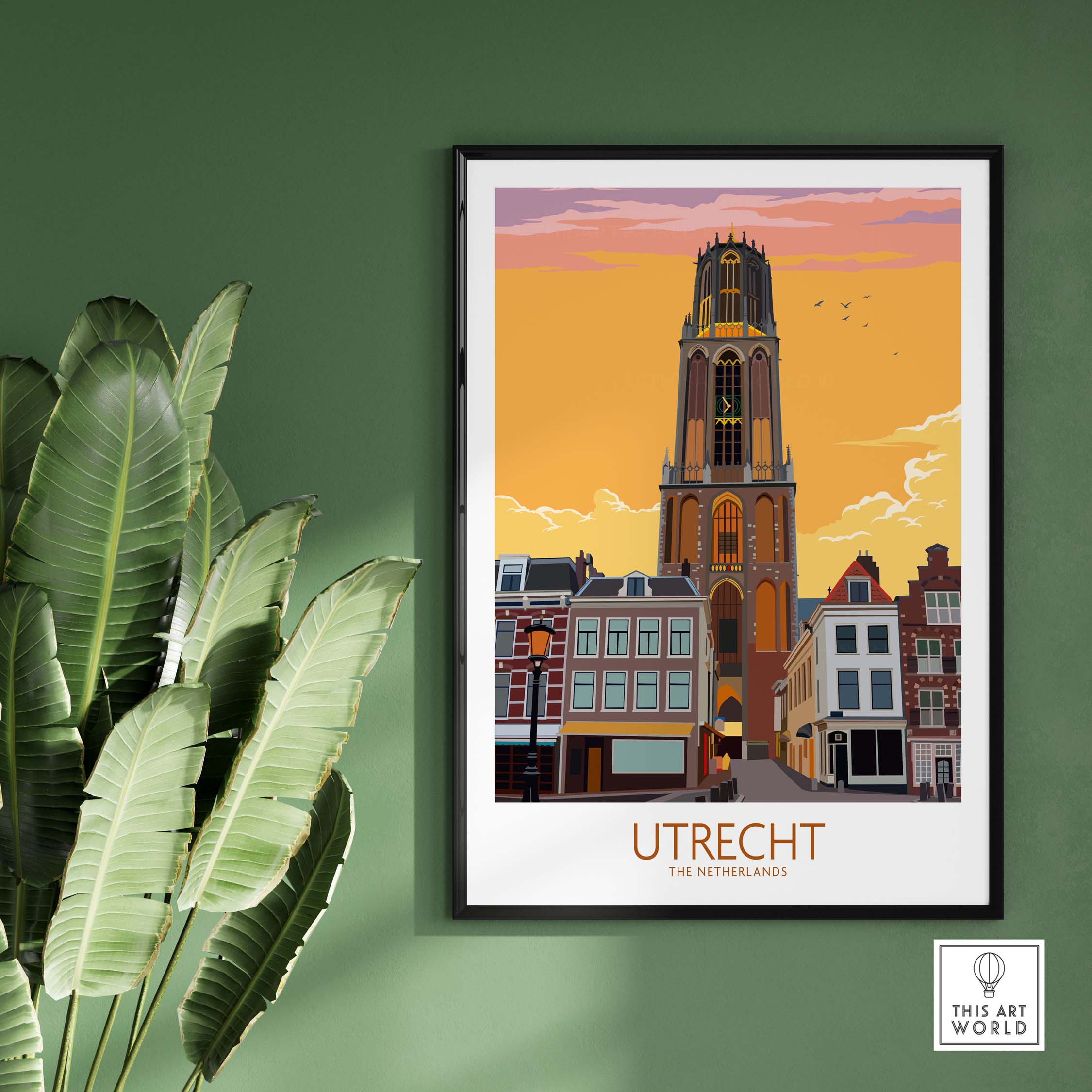 Utrecht Print Poster showcasing iconic architecture in a stylish frame, perfect for home or office decor.