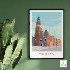 Wroclaw Print Poland Travel Poster showcasing vintage architecture and vibrant colors for home decor.