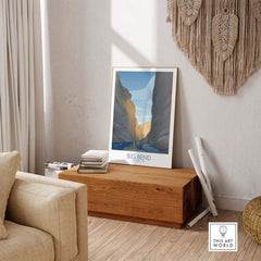 Big Bend National Park Art Print displayed in a cozy living room, showcasing nature-inspired minimalist design.