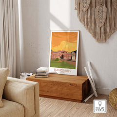 Buenos Aires Poster displayed in a modern living room, showcasing vintage travel aesthetics and stylish wall art.