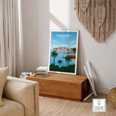 Dubrovnik Art Print showcasing Croatia's coastal view, perfect for stylish home decor and travel nostalgia.