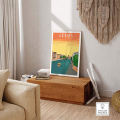 Leeds Poster Print England showcasing vintage travel art, perfect for stylish home decor.