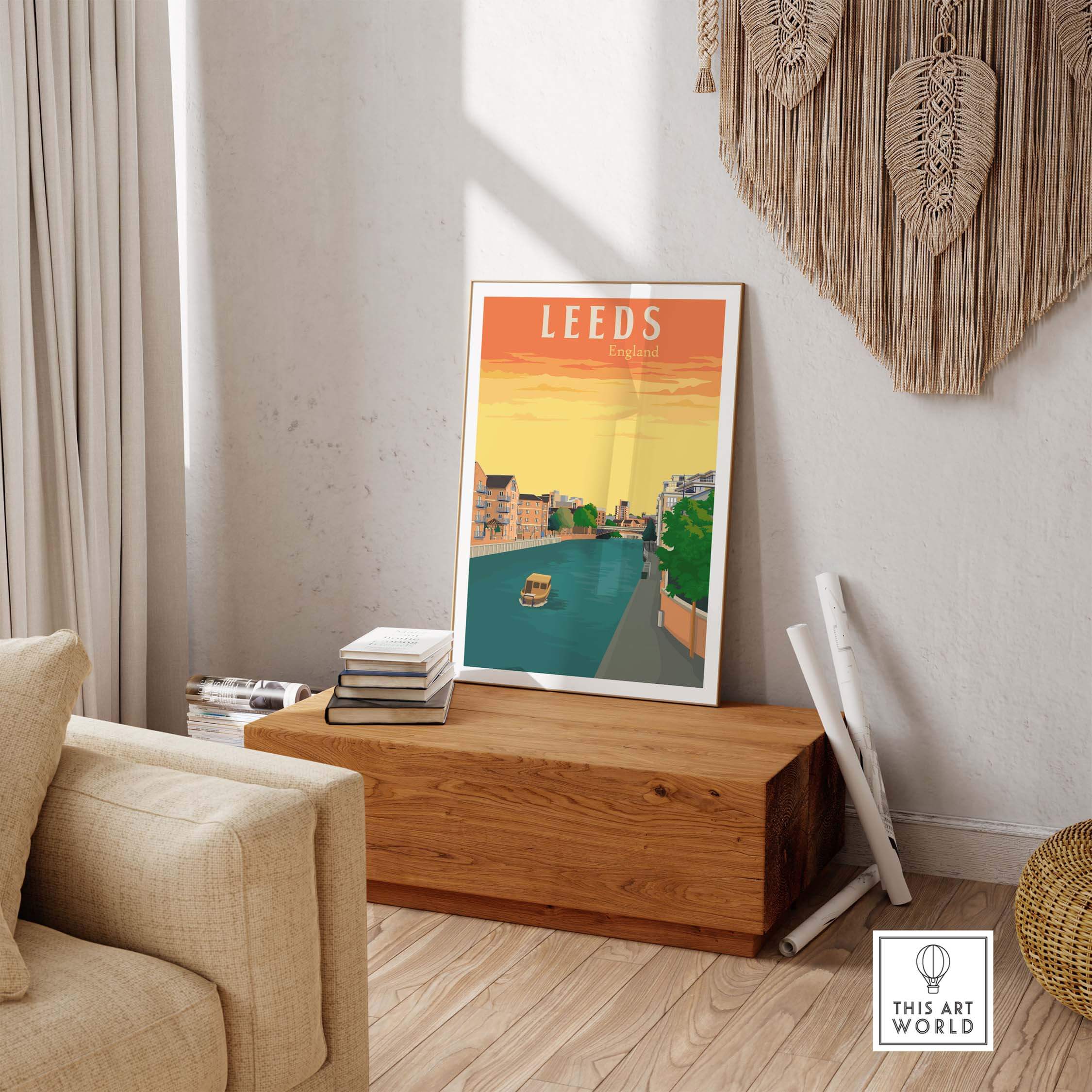 Leeds Poster Print England showcasing vintage travel art, perfect for stylish home decor.