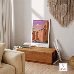Logrono Spain poster in a stylish interior, showcasing vintage travel art for home or office decor.