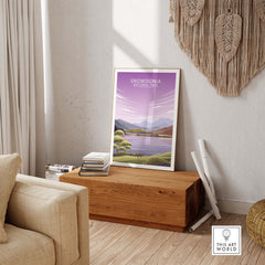 Snowdonia Poster featuring minimalist art in a stylish interior setting, ideal for home or office decor.