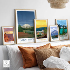 Mount Rainier National Park Art Print collection featuring framed nature posters for stylish home decor.