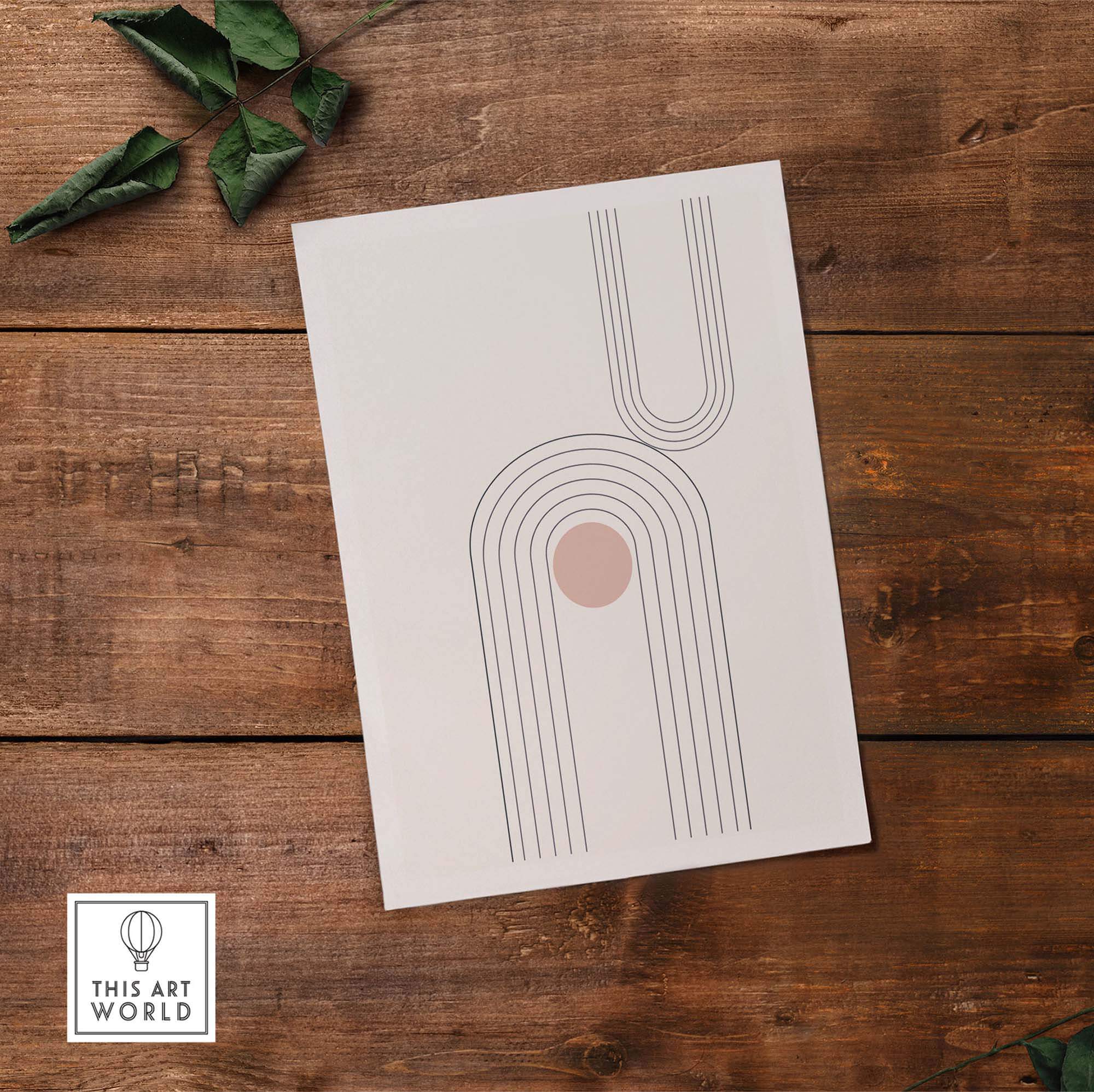 Abstract Art Print with clean lines and warm color accents, perfect for mid-century modern wall decor.