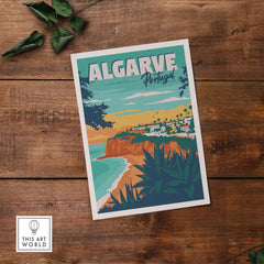 Algarve Poster Portugal featuring a vibrant coastal landscape, perfect for home or office wall art.