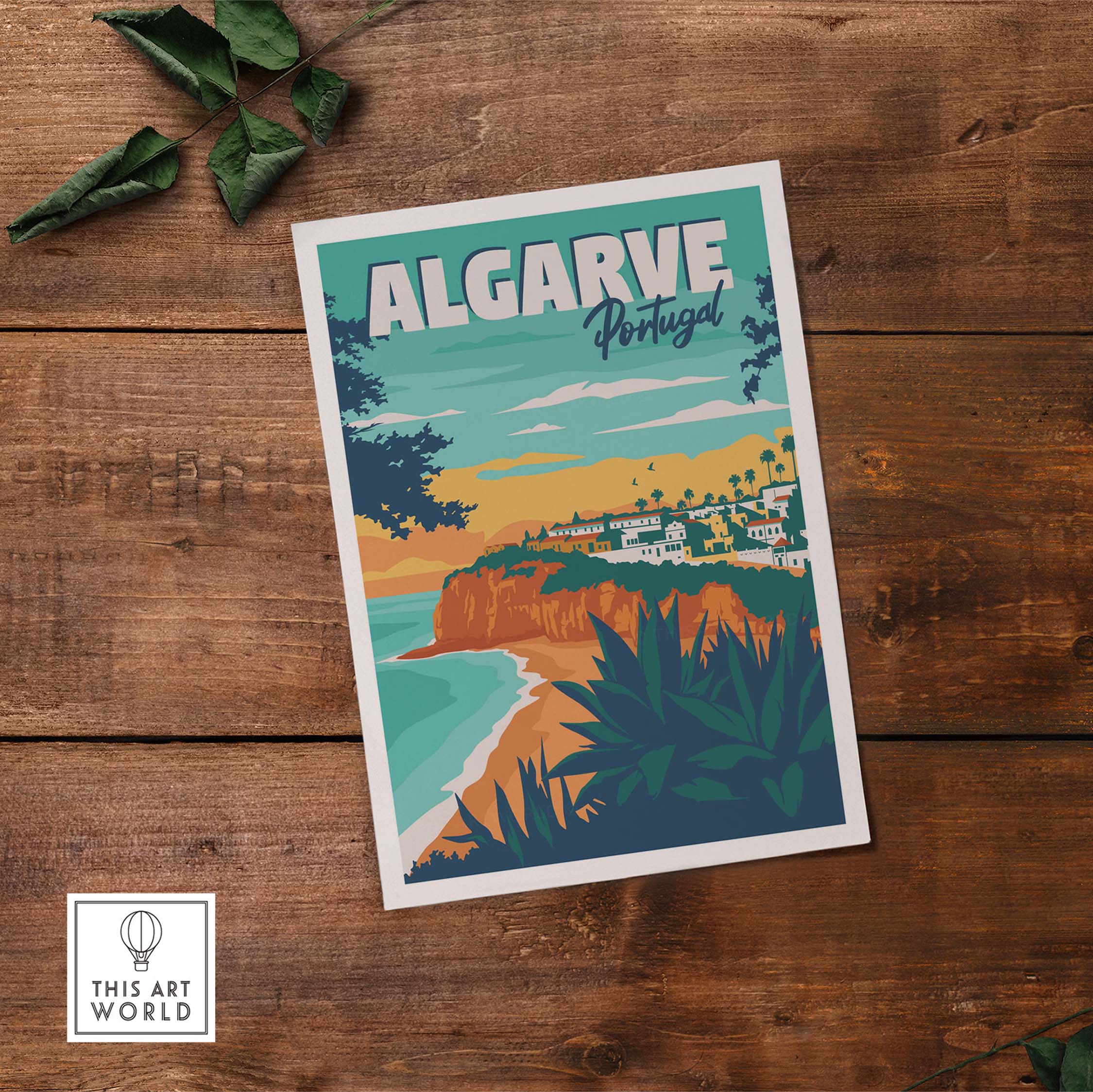 Algarve Poster Portugal featuring a vibrant coastal landscape, perfect for home or office wall art.