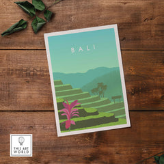 Bali Print Wall Art Poster featuring tropical landscape and vibrant colors, perfect for home decor.