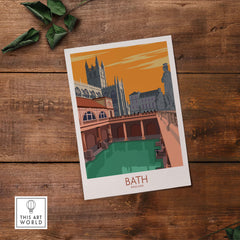 Bath Poster featuring England's historic architecture and vibrant colors, perfect for travel enthusiasts.
