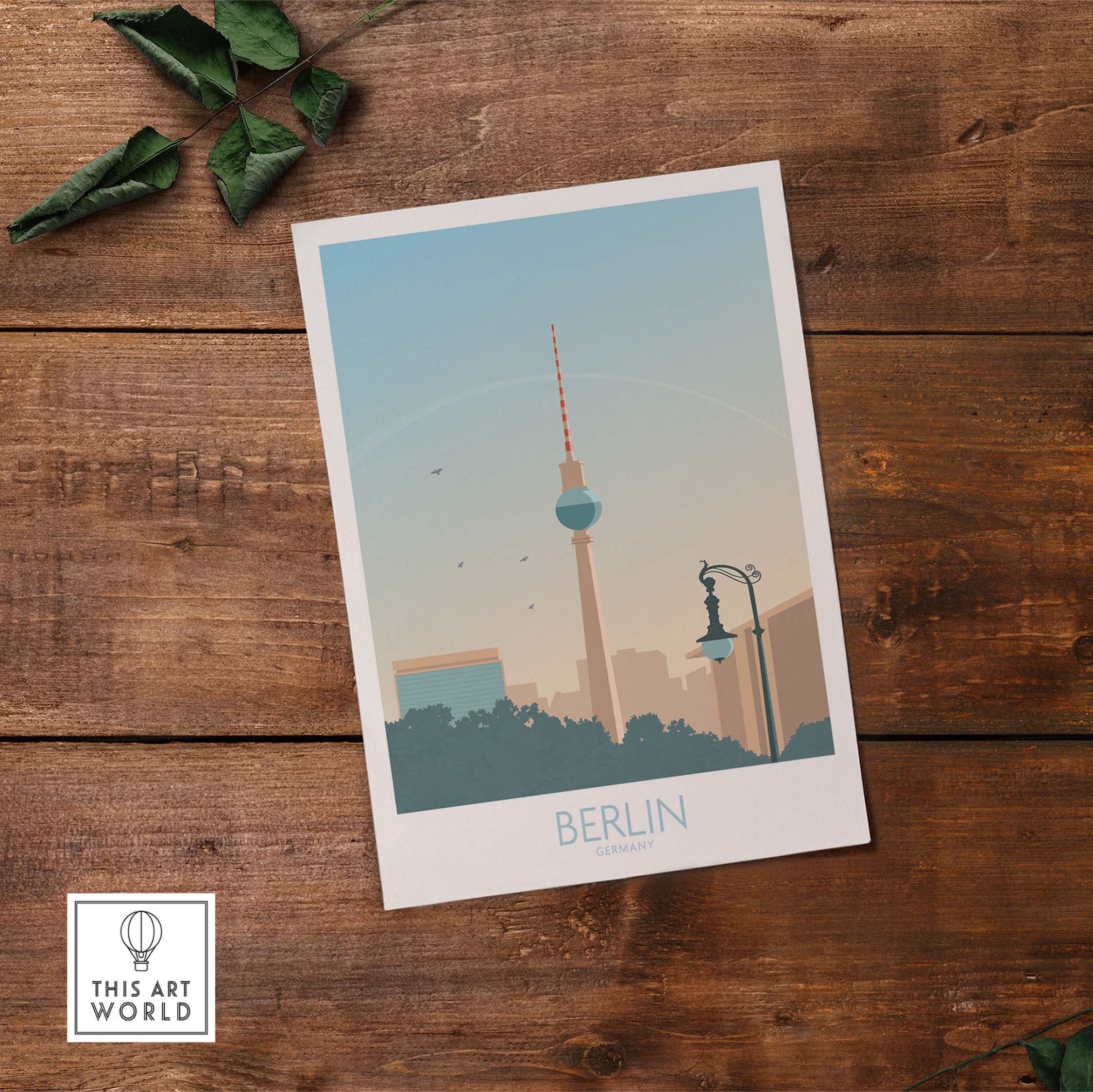 Berlin Poster Print featuring the TV Tower, a nostalgic travel art for home or office decor.